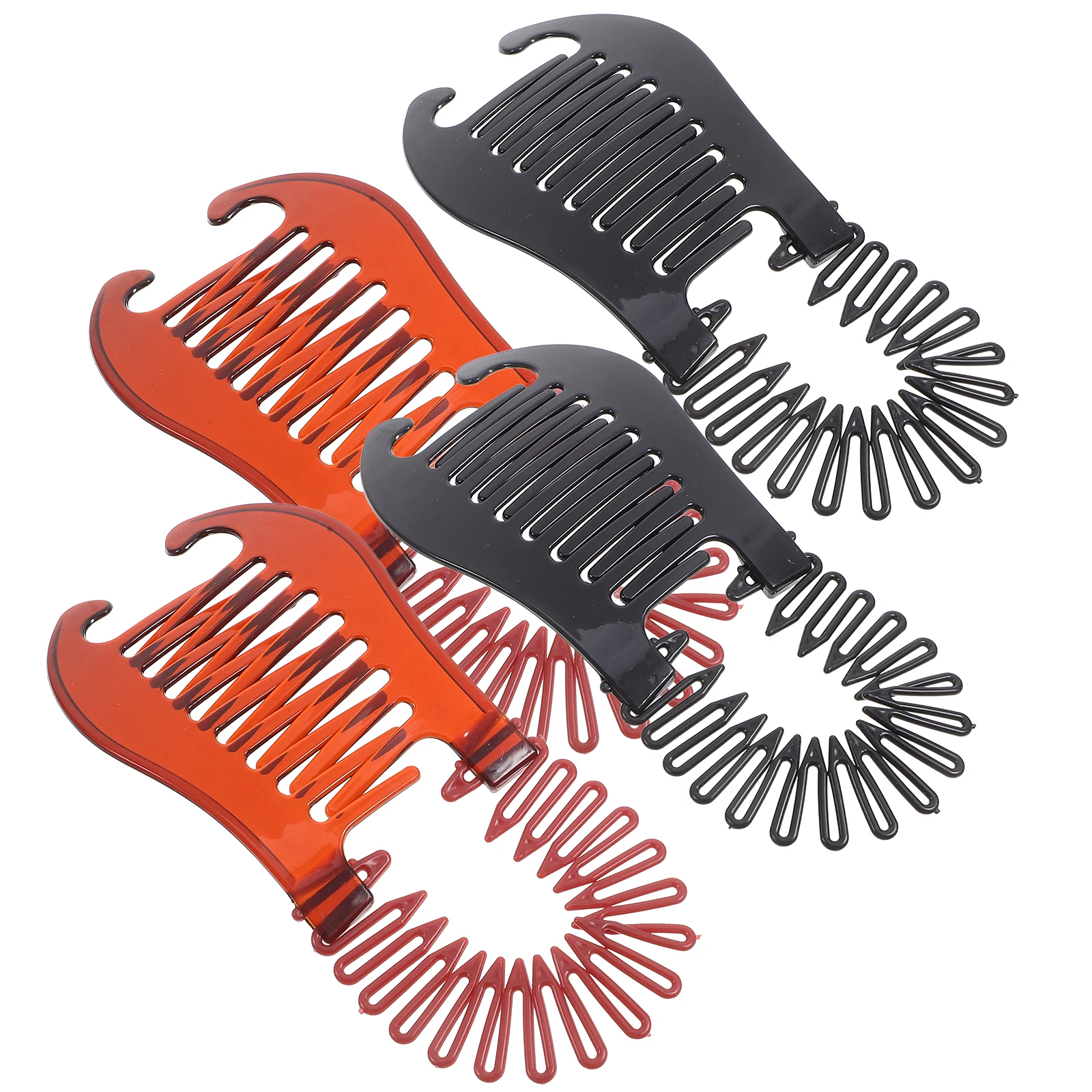 

4Pcs Creative Hair Clips Plastic Banana Clamps Strong Hold Fashionable Hair Styling Tools for Women Black Coffee