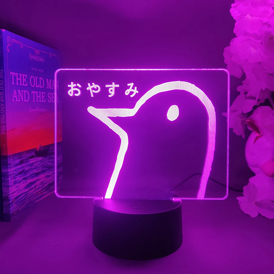 Oyasumi punpun Characters Duck 3d Illusion Nightlight Good Night Punpun Manga Lamp for Kids Bedroom Decoration New Year Gift