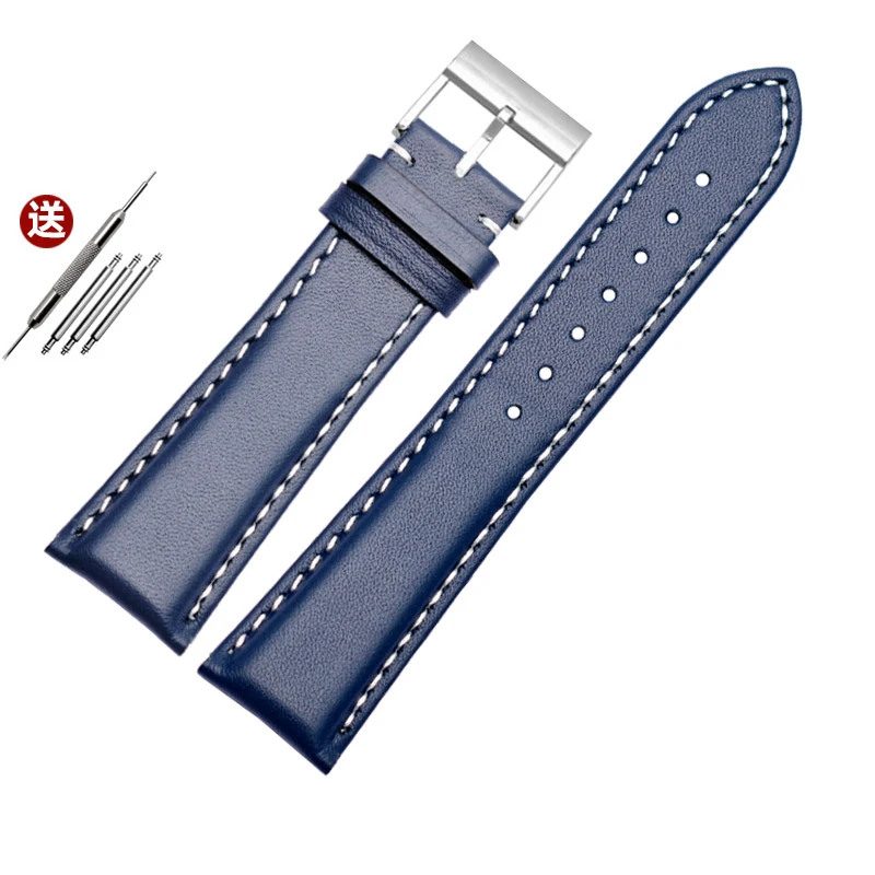 Prawdziwy skórzany pasek do zegarka ze skóry bydlęcej do Breitling Navitimer Avenger Premier żółty wilk pasek do zegarka 22mm 24mm styl klamry