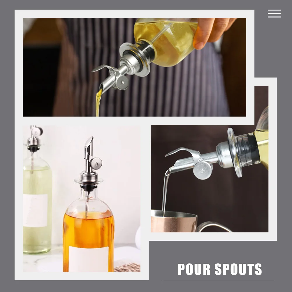 

4 Pcs Oil Pourer Spout Stainless Steel Plastic Reusable Healthy Gift Stopper Olive Oil Dispenser Cooking Liquor