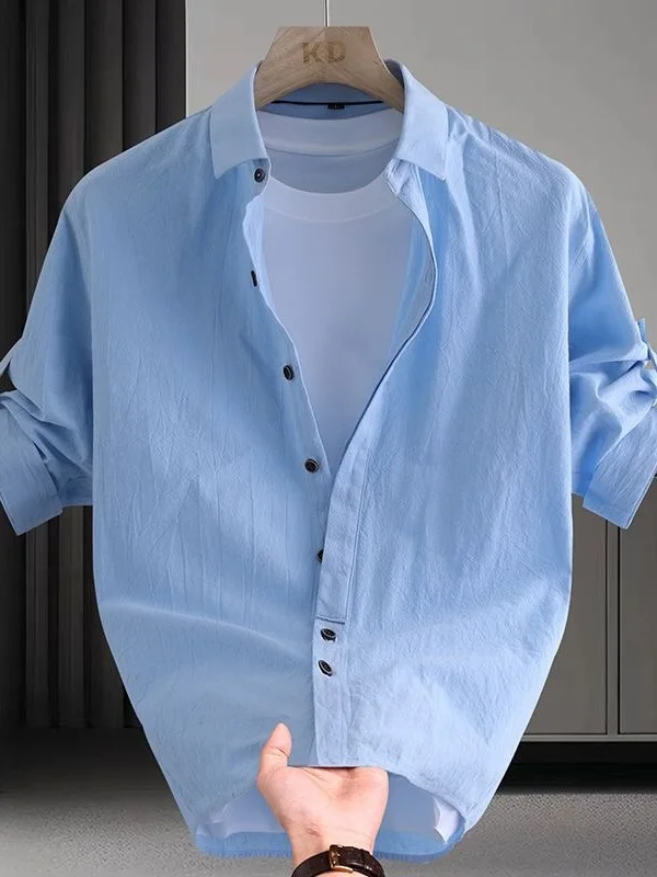 

Summer New Casual Pure Cotton Short Sleeve Men's Shirt Vintage Chinese Style Thin Breathable Loose Fitting Button up Top