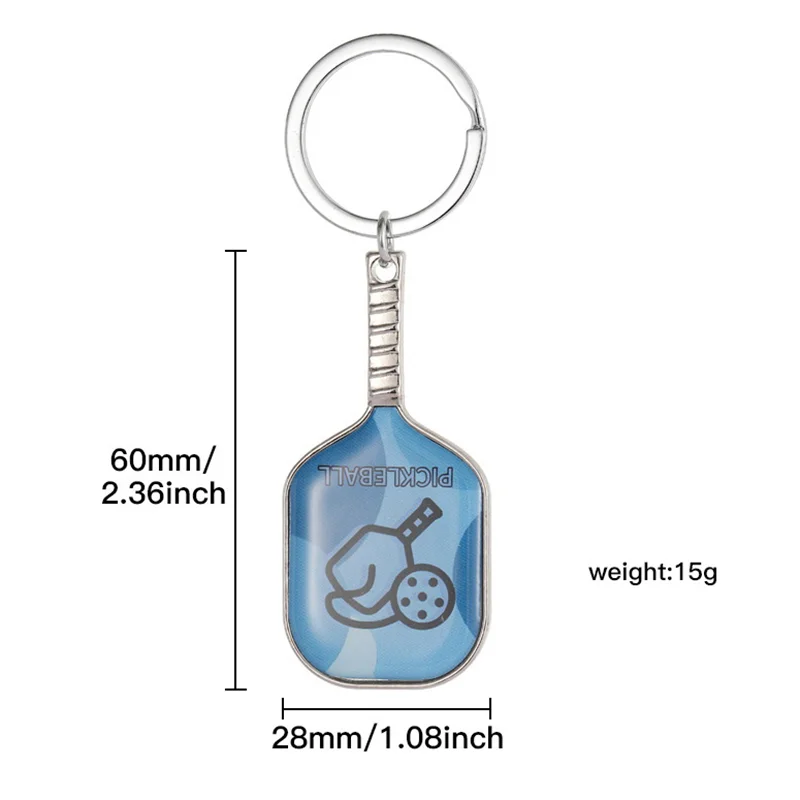 Creative Zinc Alloy Pickleball Racket Keychain Pickle Sports Keychains Simulation Sports Equipment Pickleball Paddle Keychains