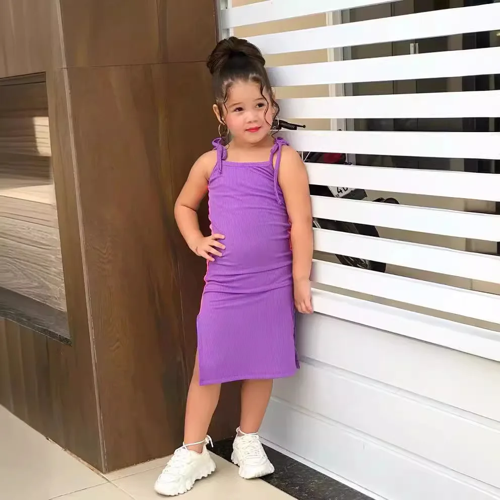 2025 여름 신상 유럽풍 아메리칸 캐주얼 소녀 민소매 스트랩 원피스