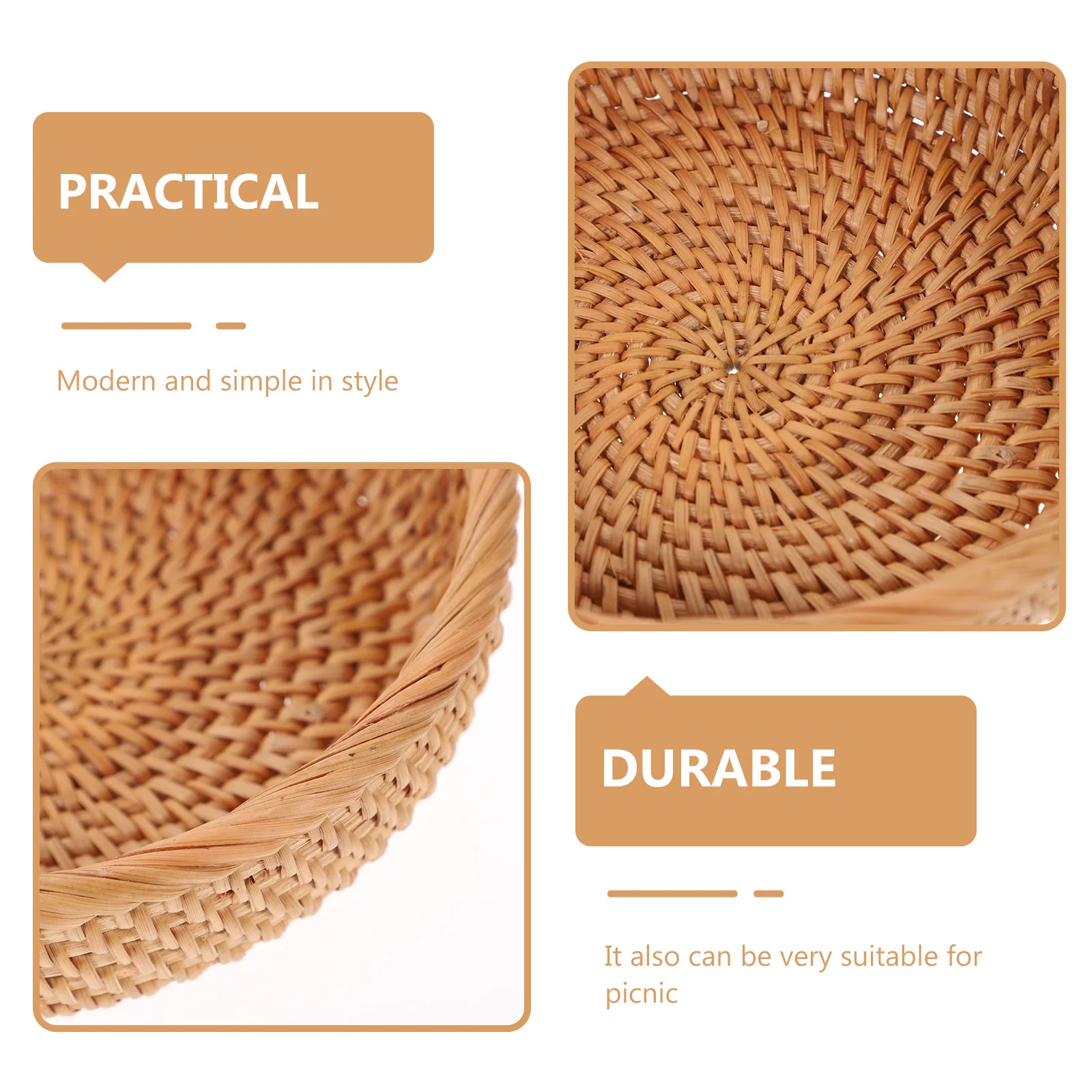 

Woven Rattan Fruit Vegetable Basket Handcrafted Storage Baskets for Home Kitchen Decorative Multi-Function Holder