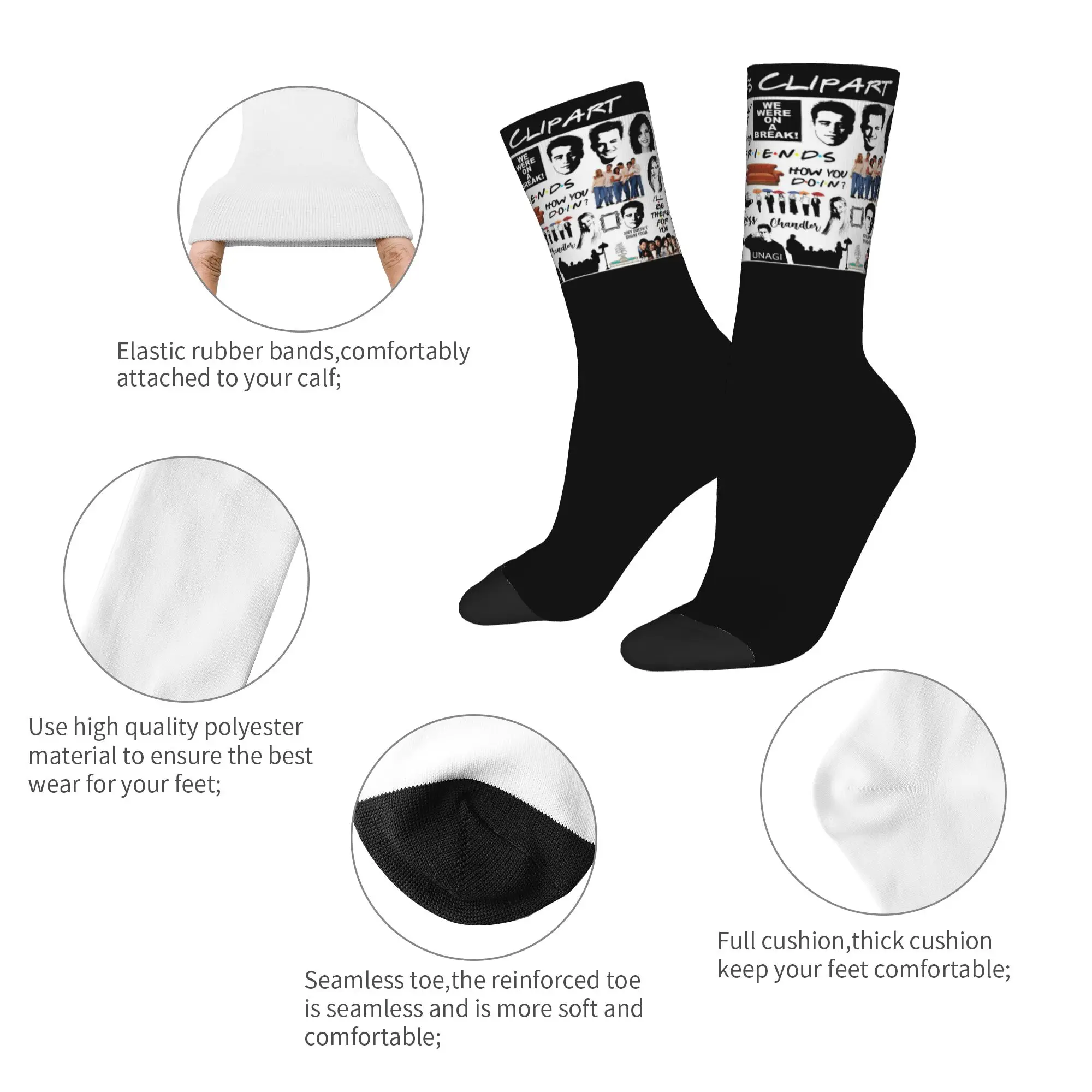 New Men's Socks Casual Friends TV Show Sock Polyester Cartoon American High Quality Women Socks Spring Summer Autumn Winter