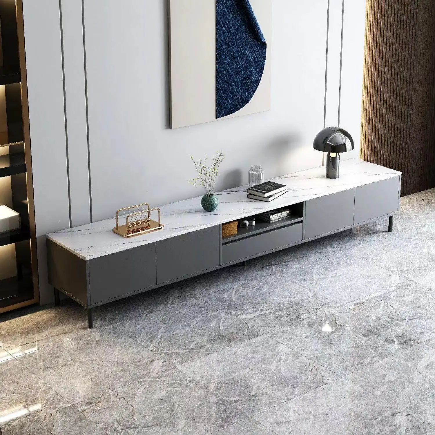

TV Cabinet Simple Modern Coffee Table Combination Small Apartment Light Luxury Living Room Floor Cabinet New Floor Cabinet