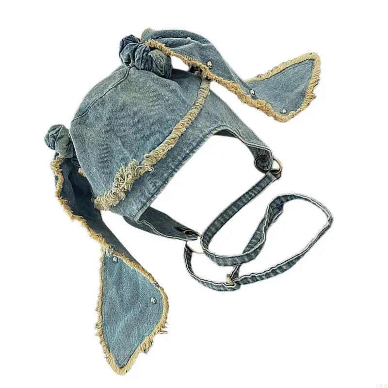 

Distressed Ear Hat Subcultures Streetwear Hiphop Hat Washed Headwear for Adults 6XDA