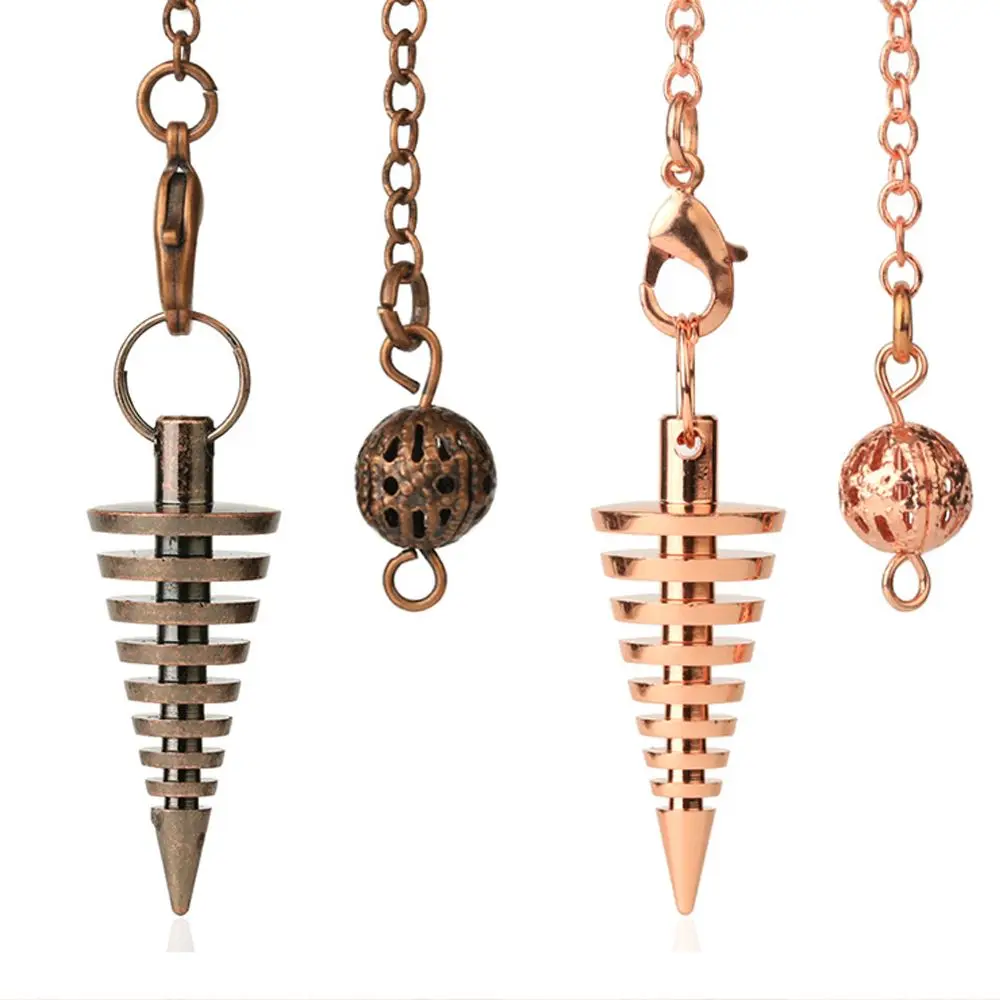 بندول معدني للتقطيس التغطيس ، شفاء الريكي ، مخروط روحي ، تميمة ويكا ، سلاسل البندول على شكل برغي ، 1 * #4