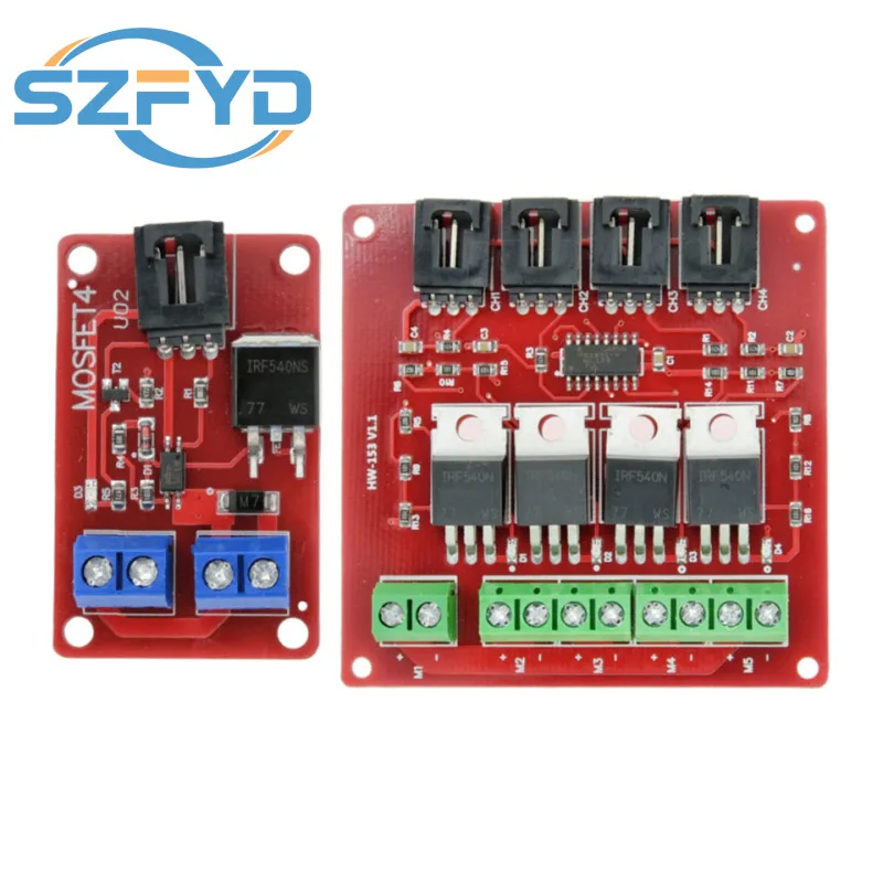 4-Channel MOSFET Switch Module – IRF540N V4.0+ with Optocoupler Isolation for Arduino, High-Power Load Control (1/4 Way)