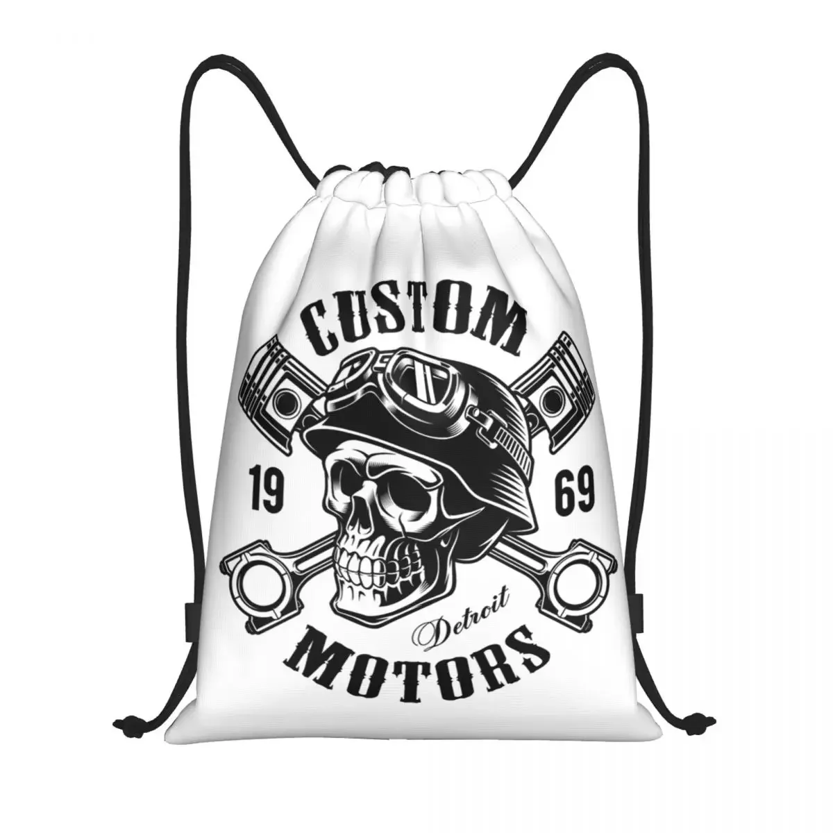 Custom Rockabilly Skull Biker Drawstring Backpack Bags Women Men Lightweight Gym Sports Sackpack Sacks for Shopping