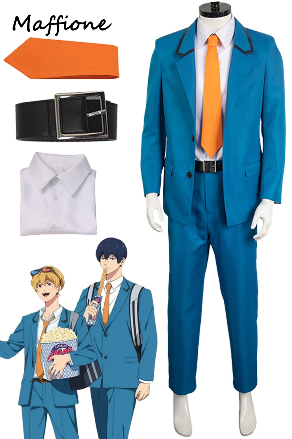 Kiyomine Haruka Cosplay Men School Uniform Anime Boukyaku Cosplay Battery Role Play Blue Suits Neck Tie Set Halloween Suits Male