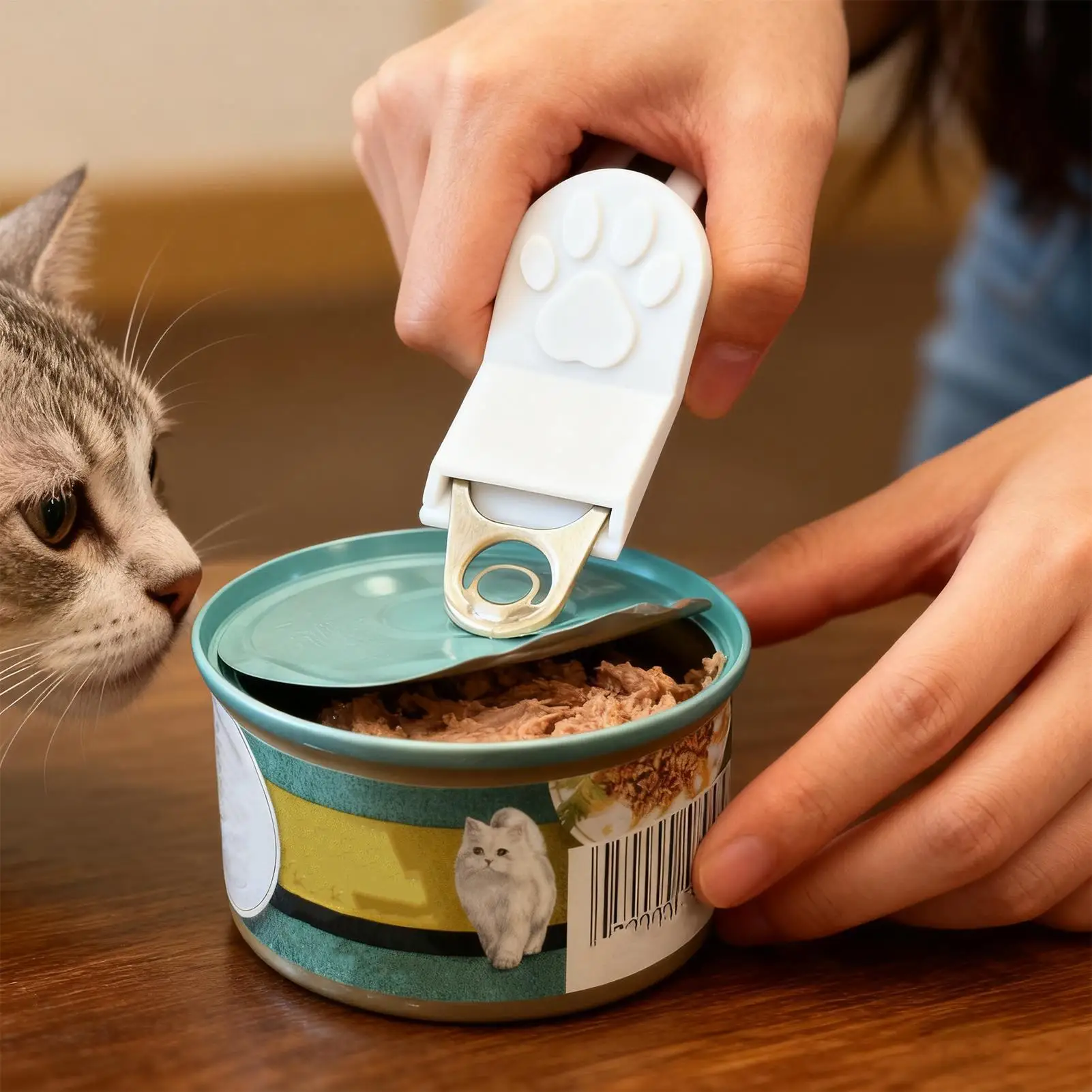 Food Can Opener Non-Slip Grip Pet Can Opener with Handle & Easy-Clean Design Durable Kitchen Tool for Cat Dog Food Cans Opener view 2