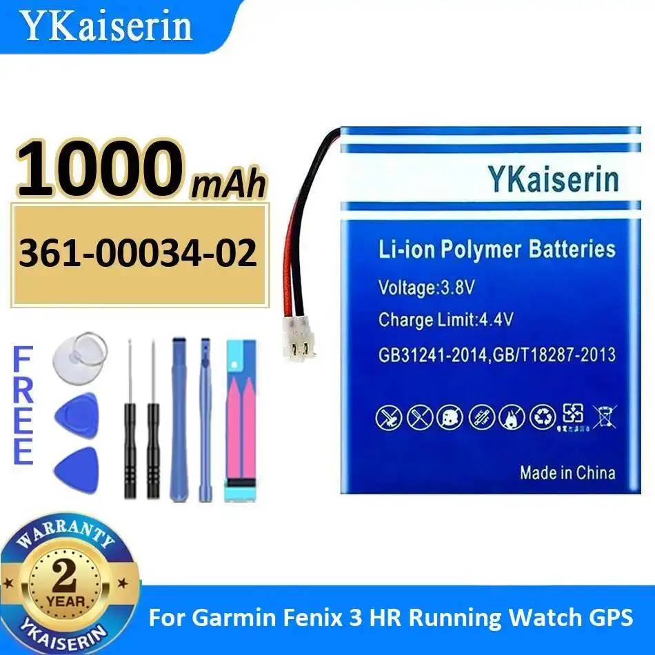 

for Gps Battery For Garmin Fenix 3 HR Running Watch for Gps 1000mAh Premium Replacement Long Lasting 361-00034-02