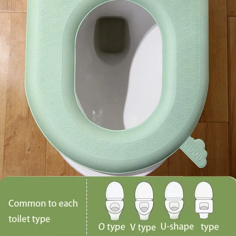 Toilet Seat Cover Soft Waterproof EVA Toilet Cushion Sticker Winter Warm Bathroom Close Stool Protector Bathroom Accessories