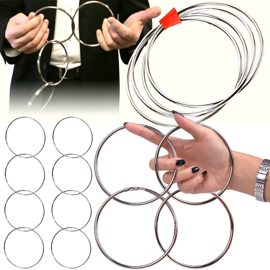4pcs Magic Power Rings Classical Metal Circular Decryption Magic Stage Street Close Up Magic Family Party Performance Props