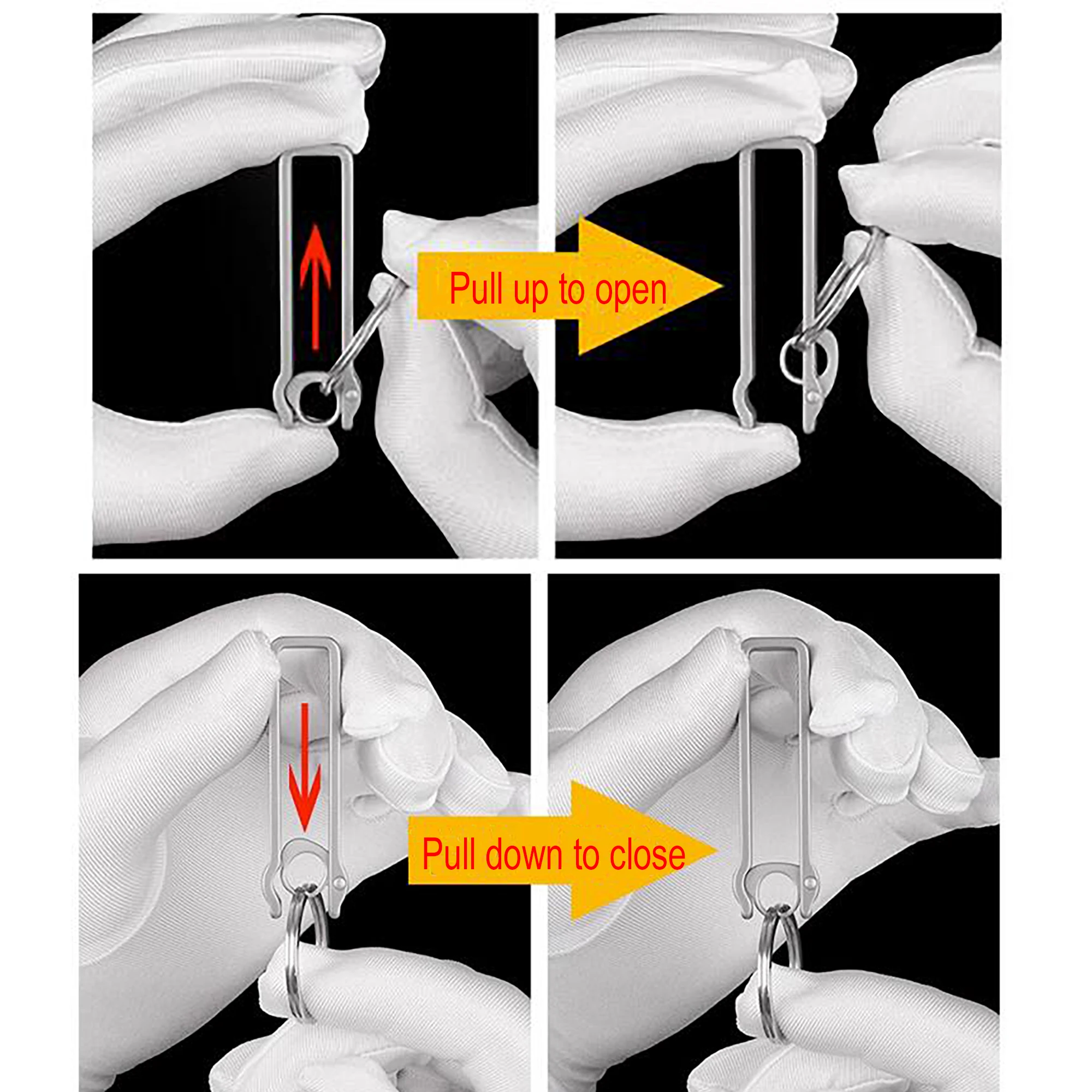 Unique CNC made TC4 Ti titanium quick release detachable safety belt clip keychains Key ring Hook DIY EDC housewarming gift