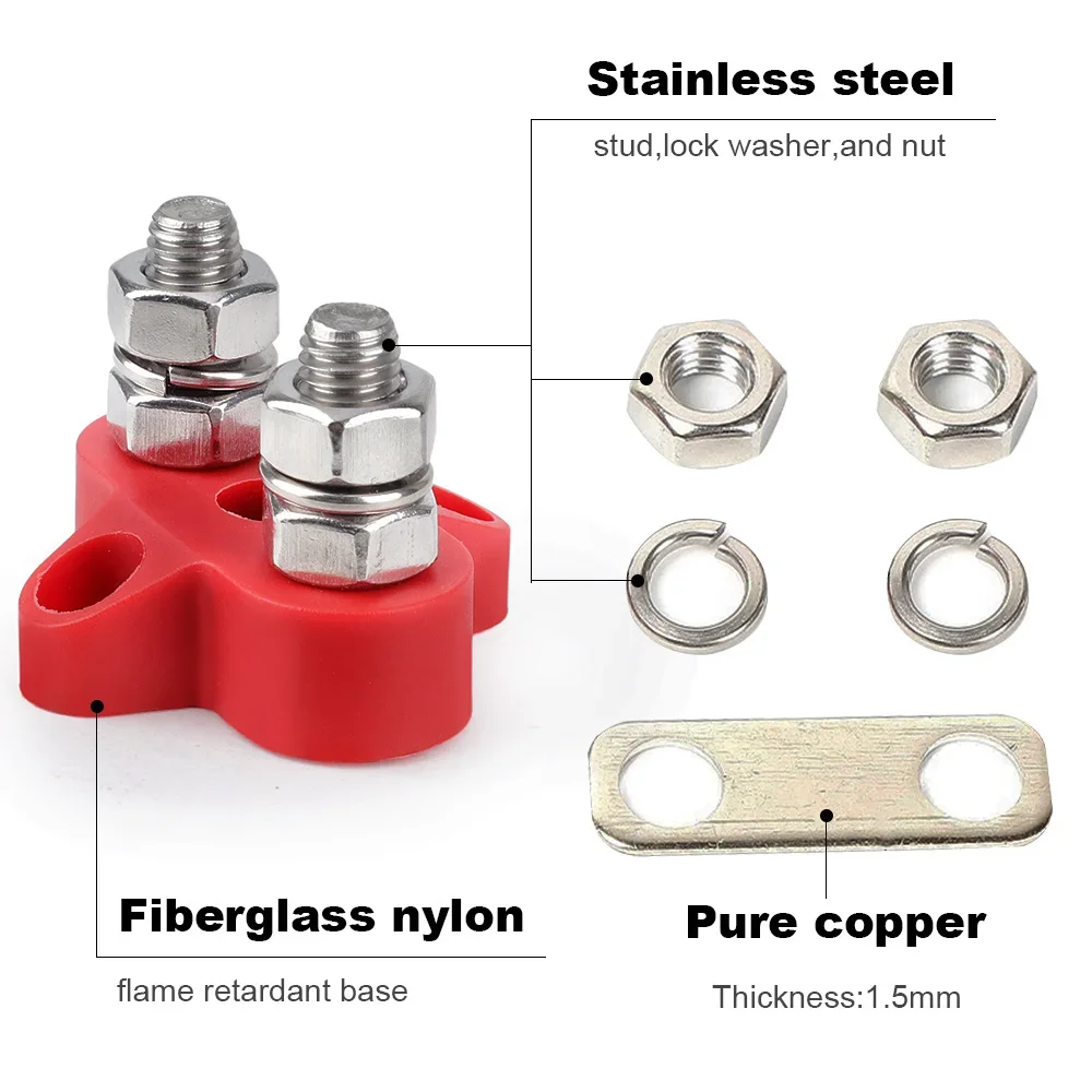 M6 M8 M10 Positive Negative Heavy Duty Bus Bar Power Distribution Stud Terminal Block Studs 5/16