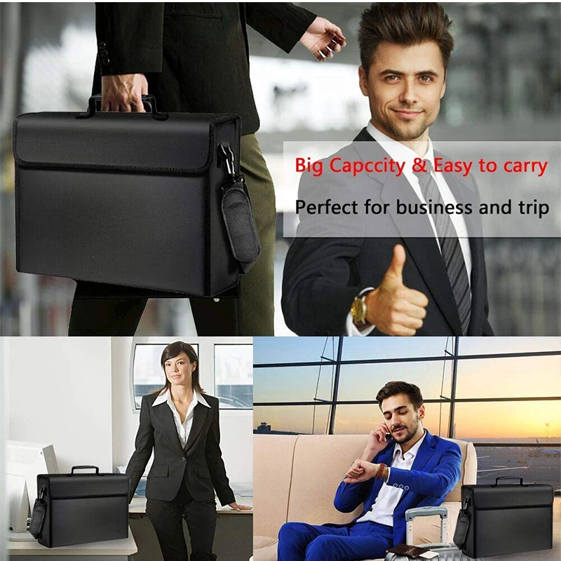 File Bag with Combination Lock Large Capacity File Organizer Portable Valuables Organizer Bag for Business Traveling