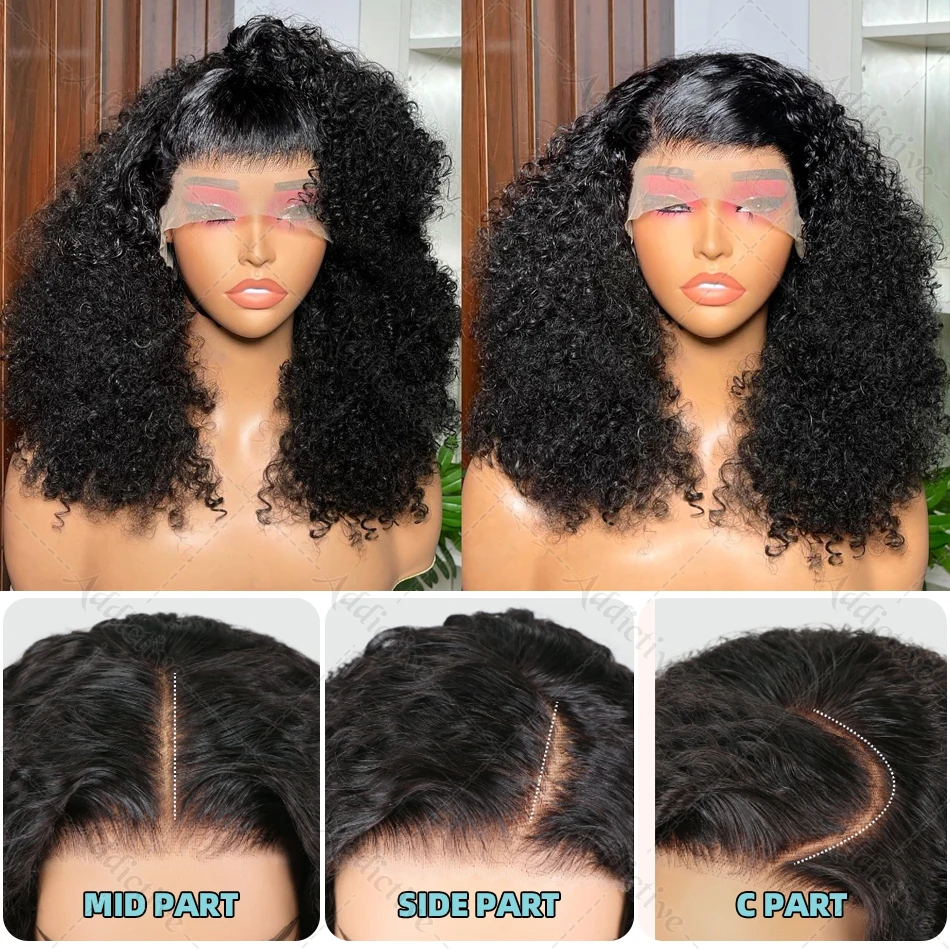 250% Deep Wave Short Bob 13x4 13x6 Transparent Lace Frontal Human Hair Wigs Water Wave 5x5 Closure Wig For Women