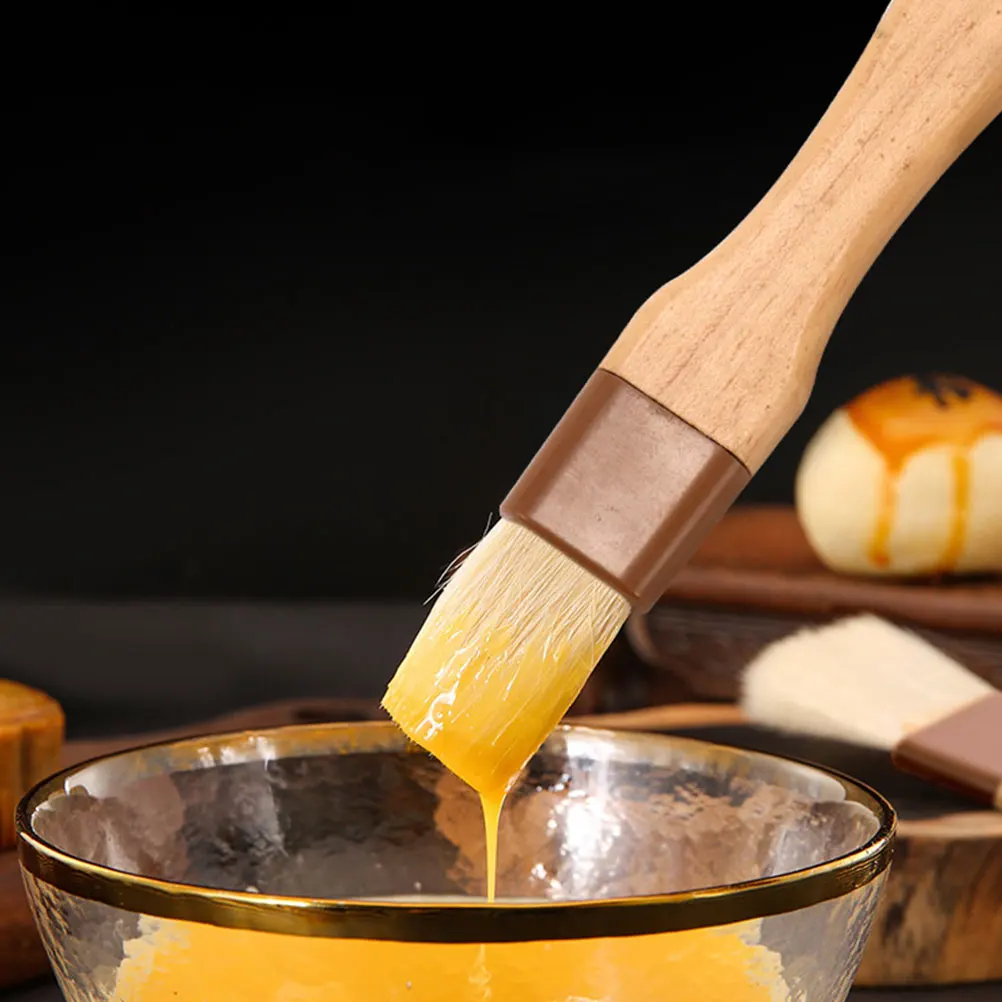 

2pcs BBQ Cooking Grilling Sauce Wood Sauce Bbq Brush Handle Brush For Cooking Kitchen Tool Portable Lightweight