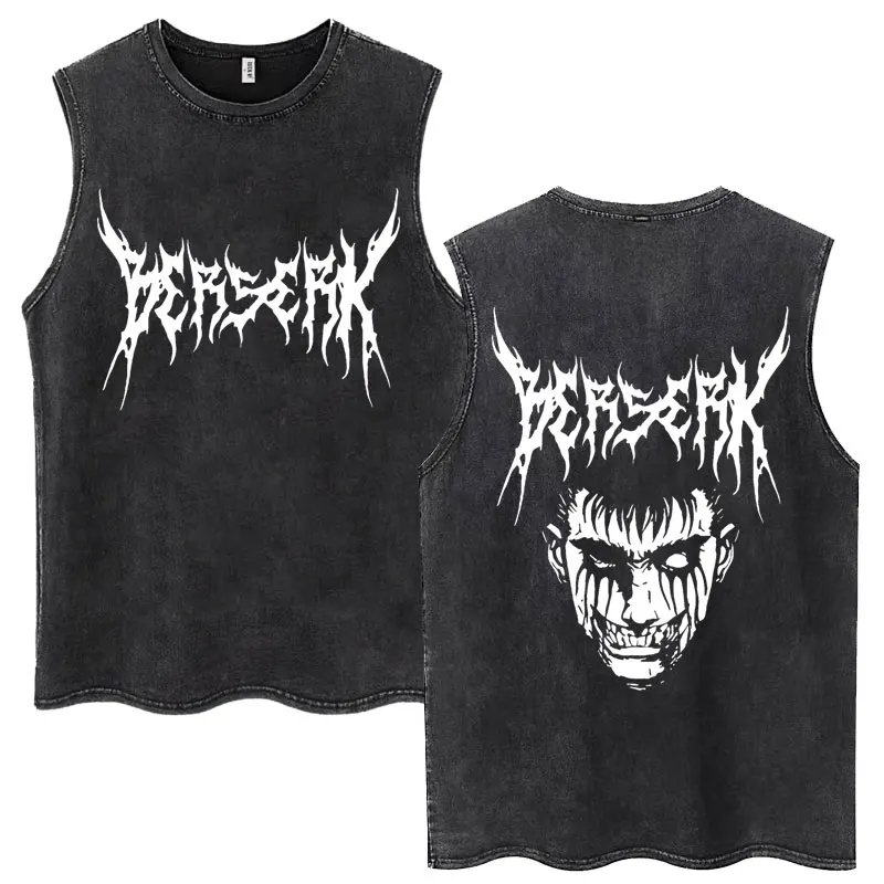 2026 new Vintage Washed Harajuku Graphic Tank Top Unisex Cotton Oversized Retro Dark Fantasy Sleeveless Gym Vest tank top men