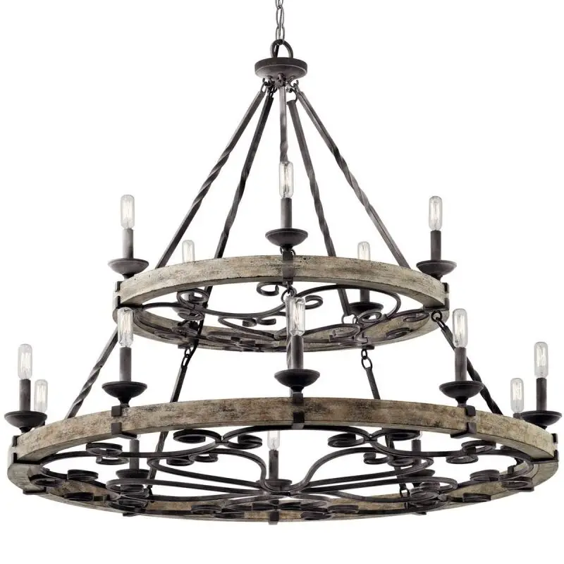 French retro industrial style wood wheel living room restaurant hotel bed and breakfast villa real shot decorative chandelier