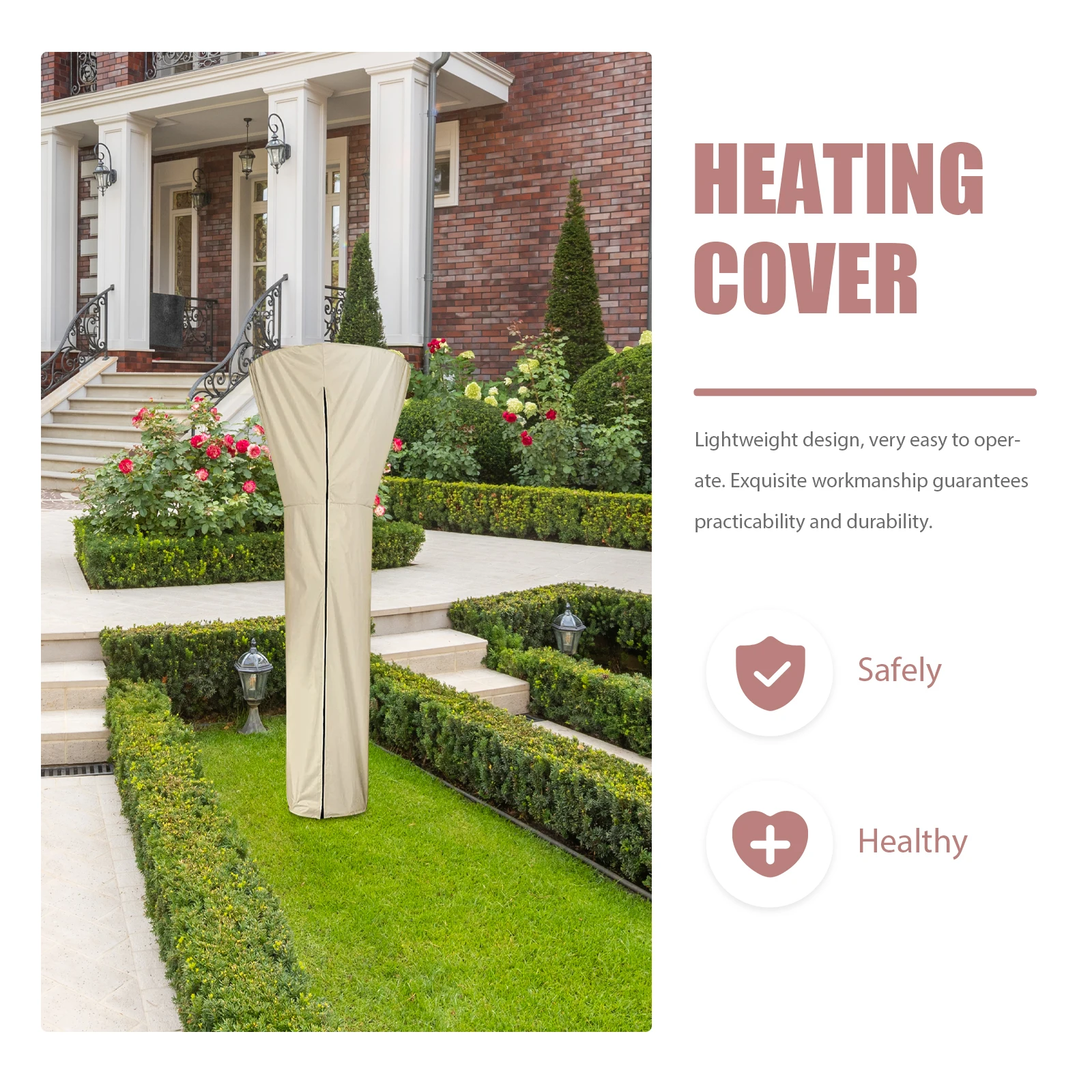 

Patio Heater Cover Waterproof Outdoor Protective Cover For Garden Furniture Lightweight Foldable Design Beige Suitable Christmas