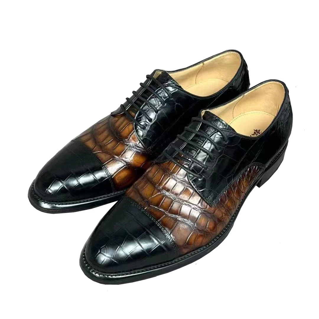 

yinshang new arrival men formal shoes male crocodile shoes office business leisure wedding for men Banquet shoes brown color