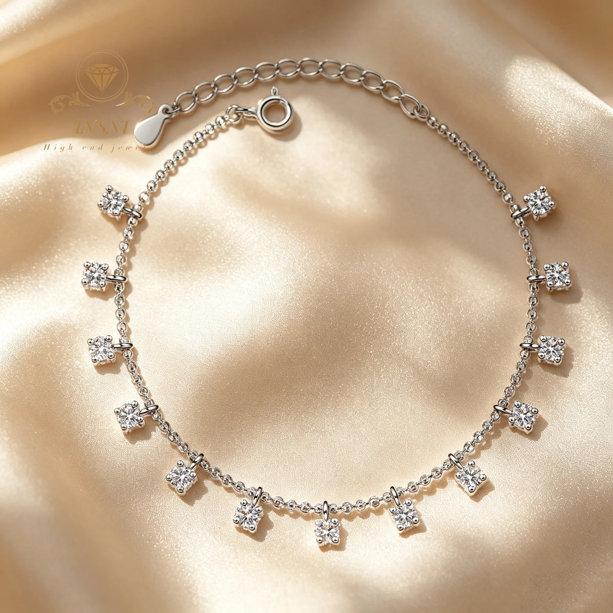 S925 Sterling Silver All-moissanite Bracelet Bracelet Affordable Light Luxury Jewelry Fringed Bracelet Daily Elegance Commute