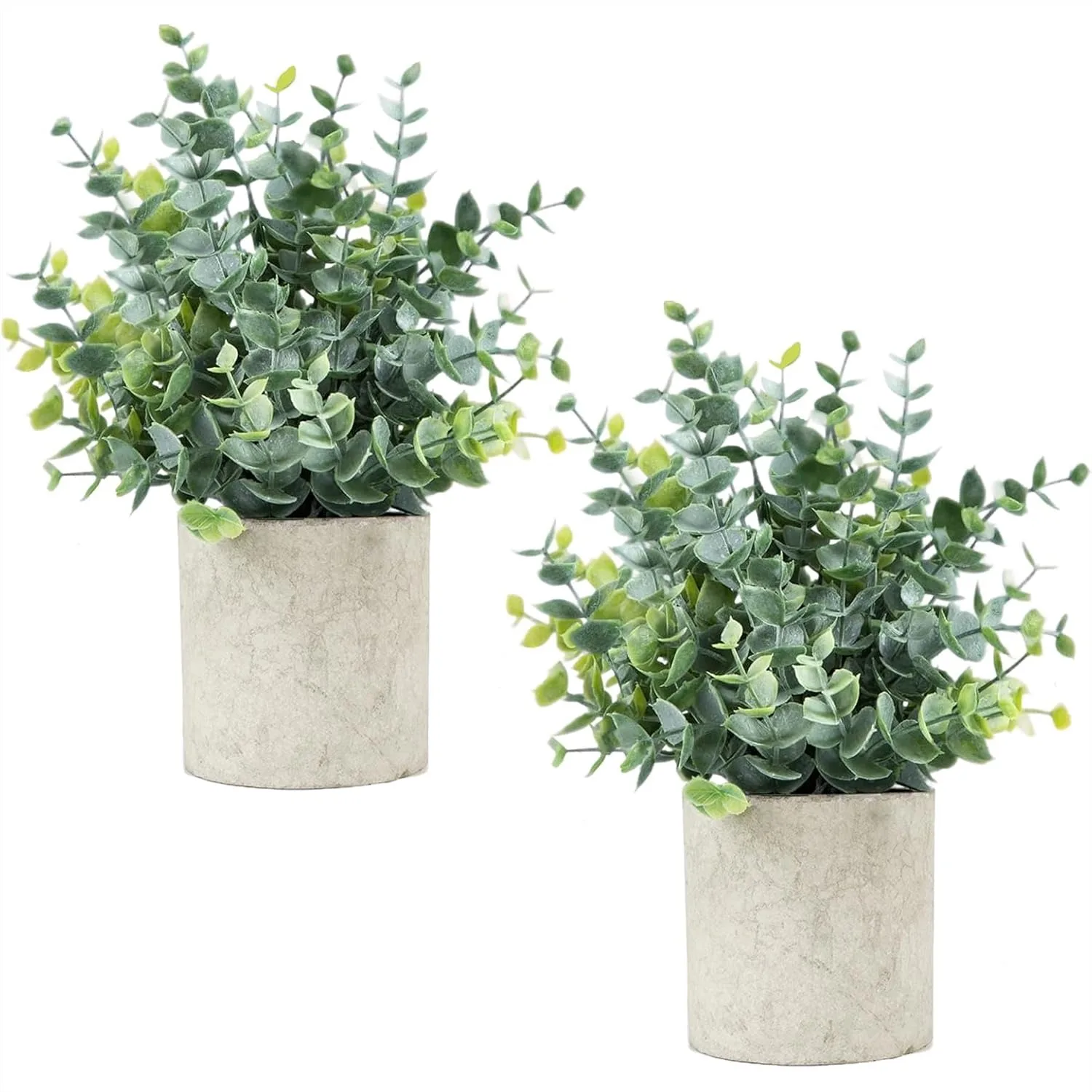 

2 Pcs Small Fake Plants Eucalyptus, Artificial Plants Indoor for Shelf, Potted Eucalyptus for Home Bathroom Desk Farmhouse