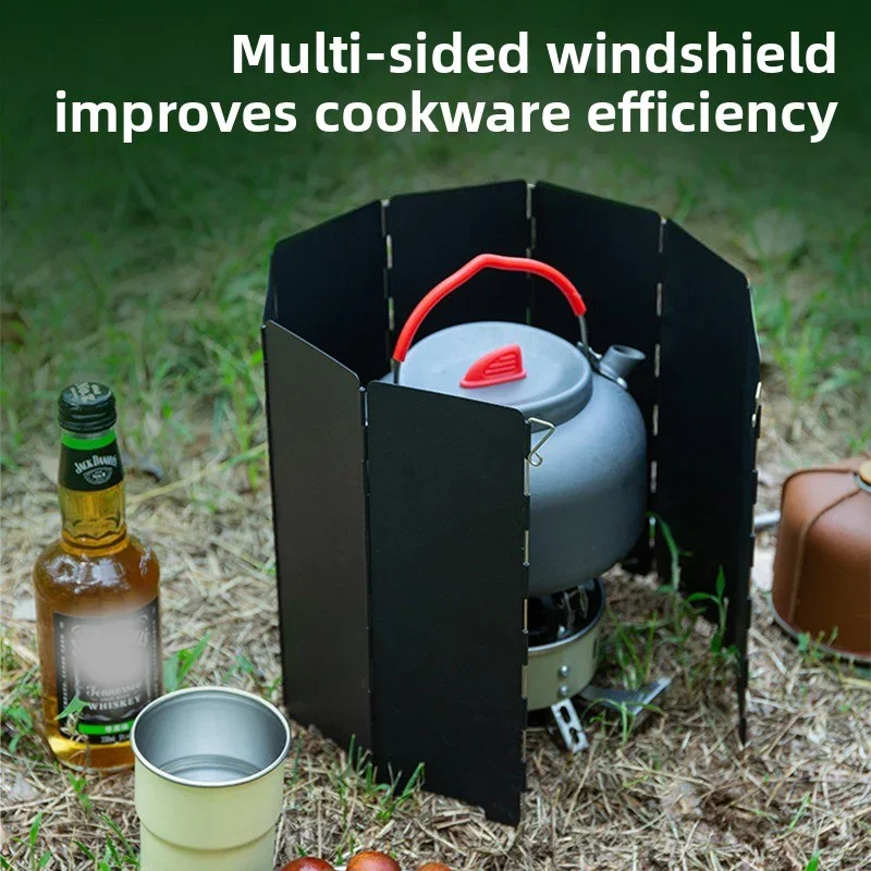 Deflector de viento para estufa de casete, estufa de casete portátil plegable para exteriores, diseño de varias caras, construcción de Metal duradera, 1 Uds.
