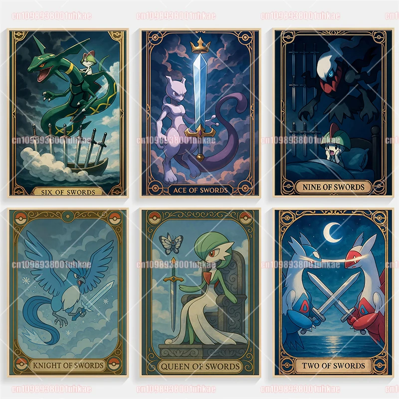 

Classic Anime Pokemon Articuno Rayquaza Dialga Darkrai Retro Art Poster Bedroom Background Wall Mural Ornament Children's Gifts