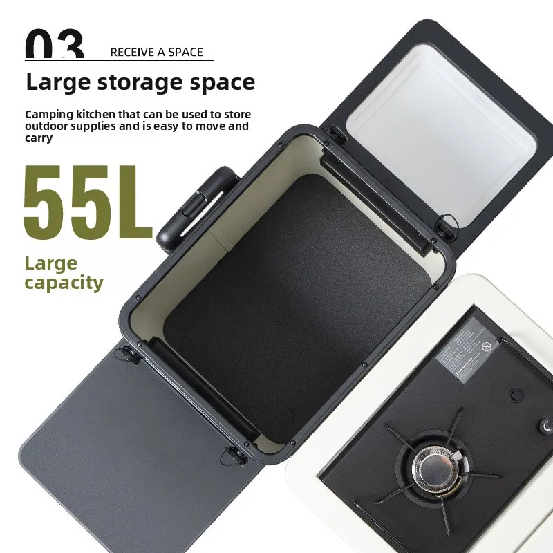 في الهواء الطلق سيارة متنقلة المطبخ التخييم المحمولة الشواء طاولة قابلة للطي IGT موقد التخييم ذاتية القيادة صندوق تخزين السفر #3