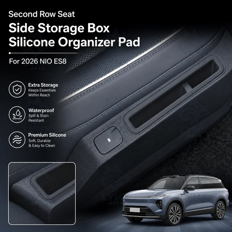 For 2026 NIO ES8 Second Row Seat Side Storage Box Silicone Organizer Pad Car Interior Accessories Modification Parts