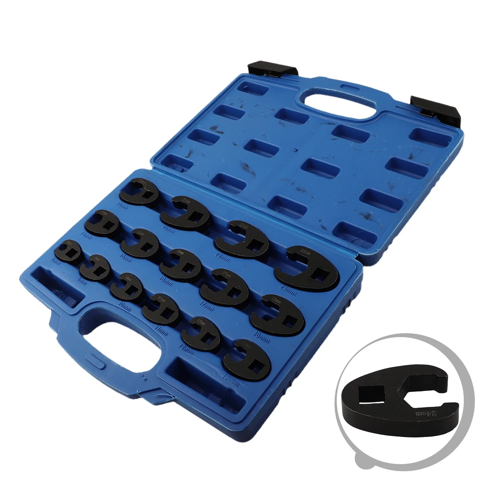 High Performance Crowfoot Wrench Set Featuring 15 Metric Sizes Engineered for Maximum Leverage and Grip in Tight Areas