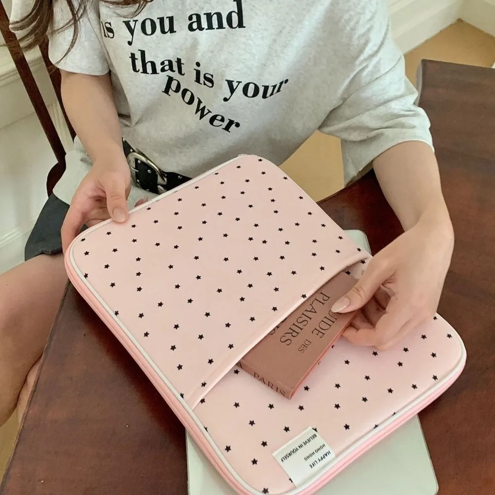 Corduroy Star Printed Laptop Sleeve Bag Soft Shockproof Design Notebook Inner Bag 13.3 Inch 10-11 Inch Lightweight Slim