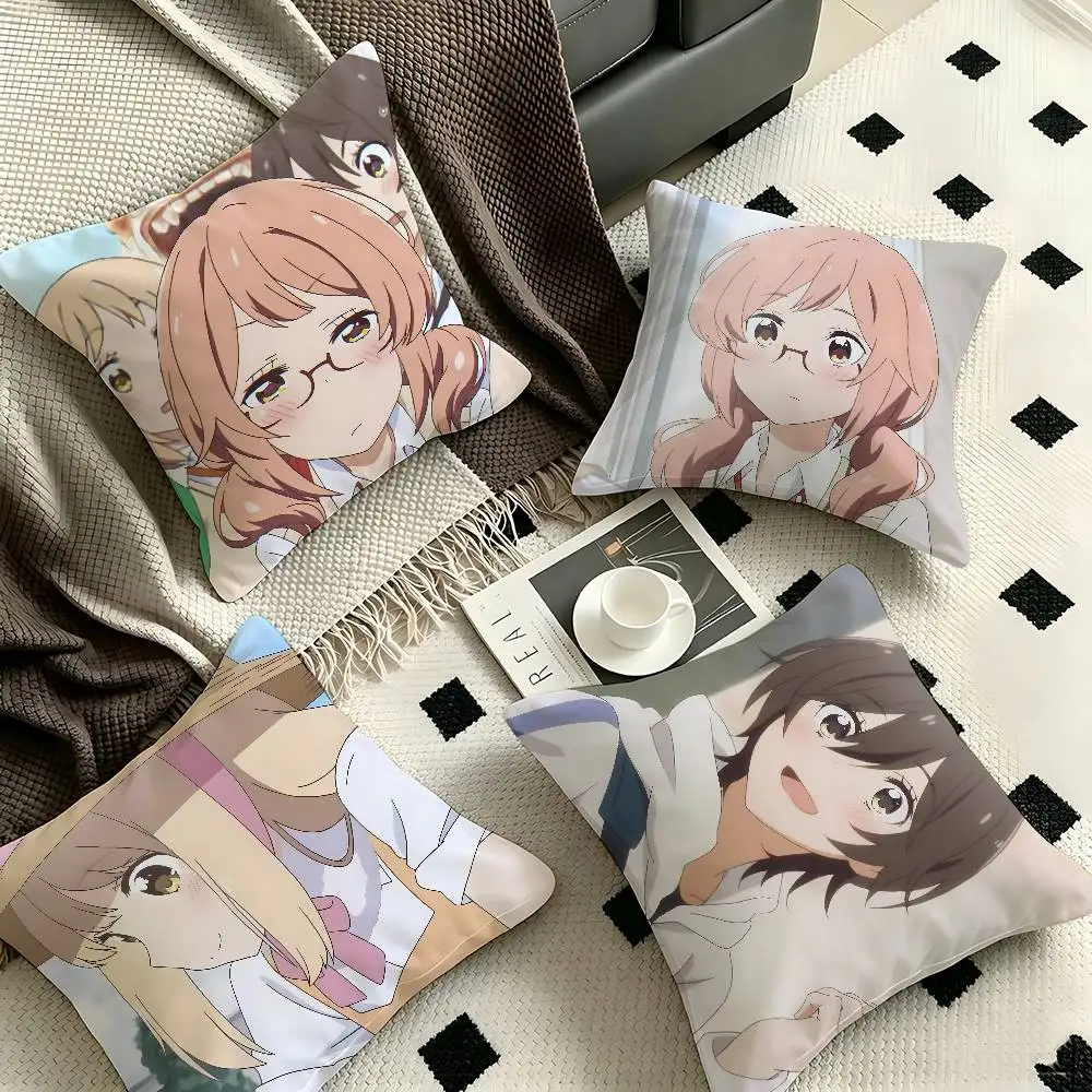 Kase-san And Morning Glories Pillow Case Fashion Square Pillowcase Bedroom Sofa Room Ins Decoration Leisure