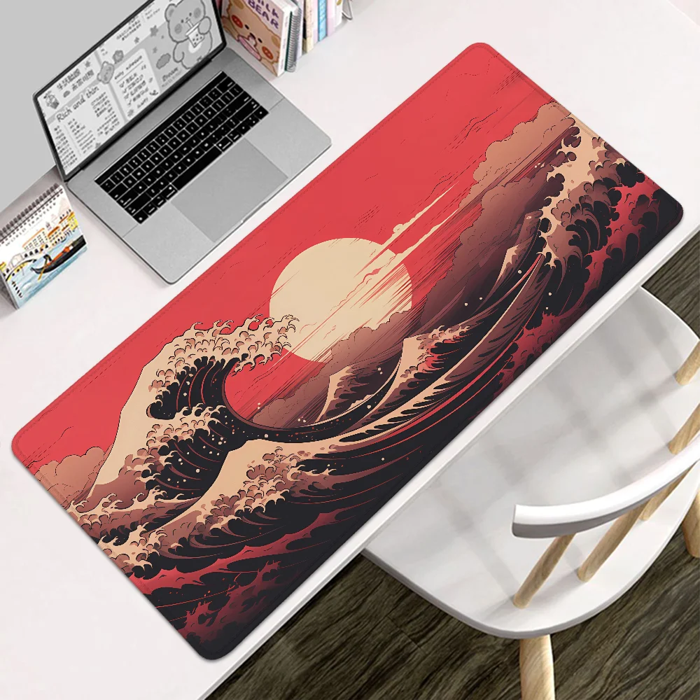 Diy Gaming Computer Mat RED TIDAL WAVE Gaming Setup Accessories Large Mouse Pad 900x400 Pc Gamer Desktops Mousepad