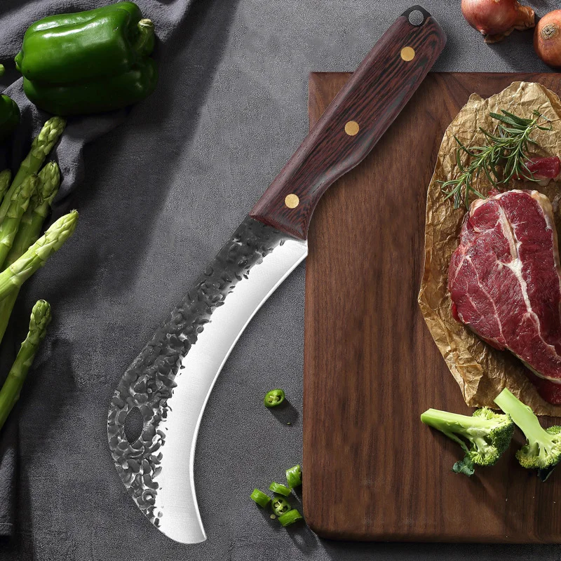 Hand Forged Blade Fruit Knife Banana Durian Knife Wood Handle Boning Butcher Pineapple Knife Household Barbecue Utility Knives