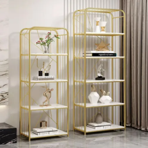 Rack Nordic luxury bookshelf multi-layer floor bag storage rack wrought iron gold porch nail display rack