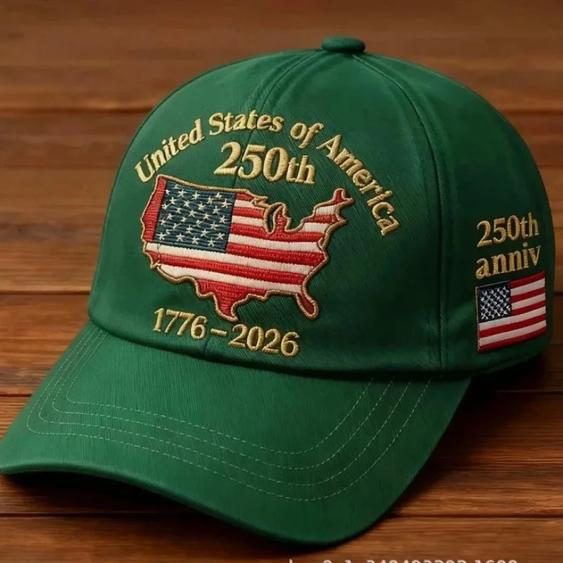 Immagine 4: Cappello Commemorativo 250° Anniversario USA per Uomo, Berretto Patriottico con Design a Stelle e Strisce, Modello con Stampa Piatta