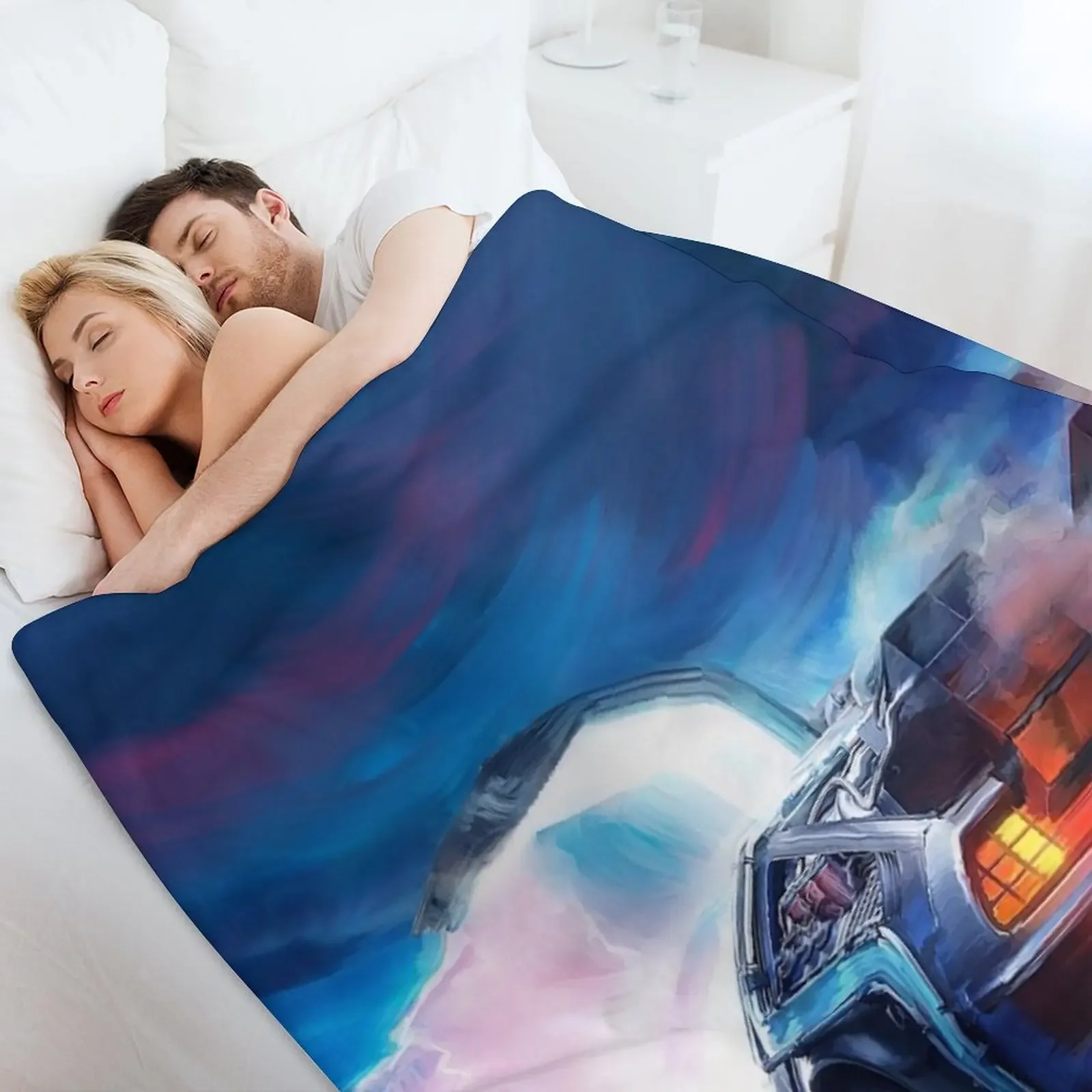 العودة إلى المستقبل Delorean Time Machine Throw Blanket Luxury St Plaid Giant Sofa Bed بطانيات عصرية