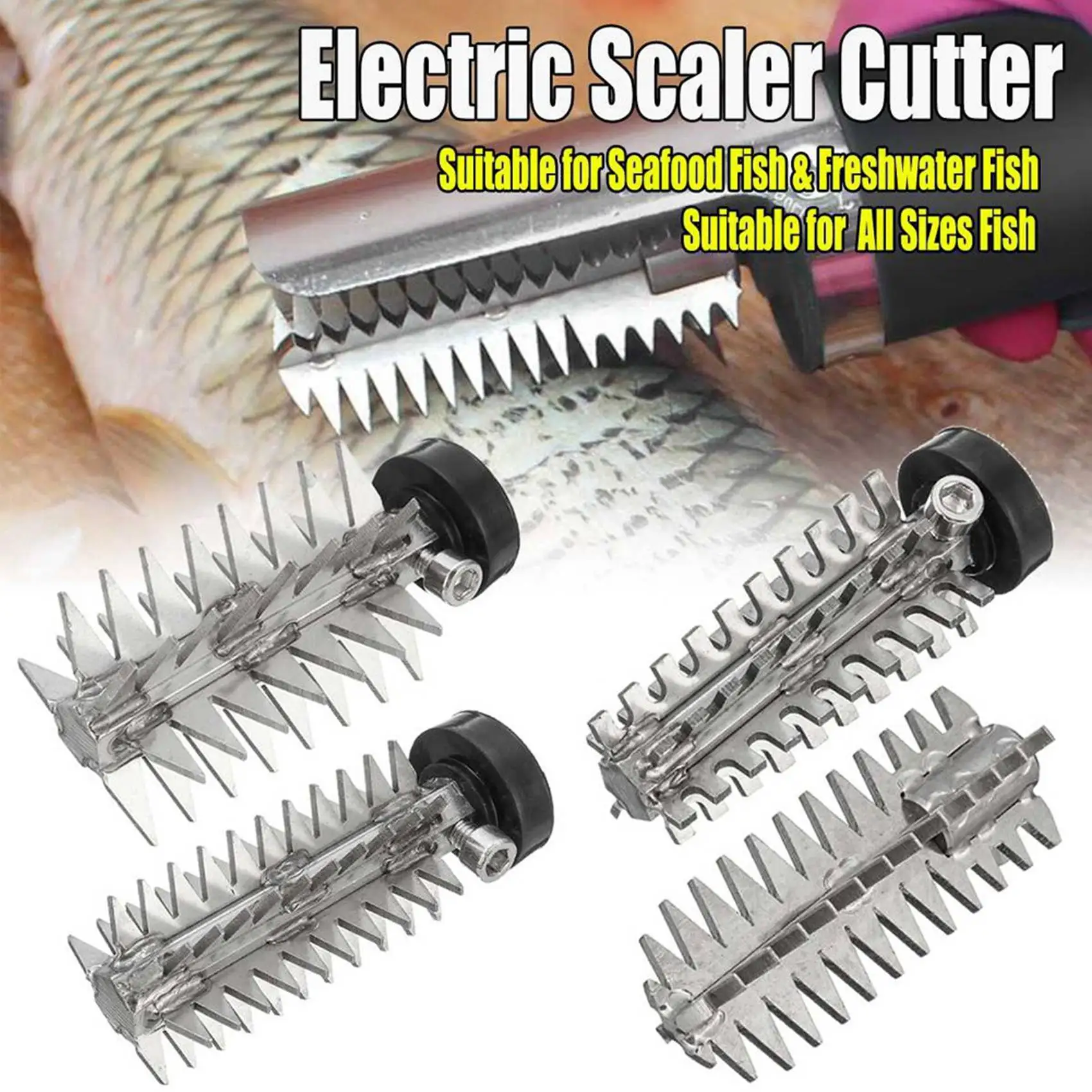 ABLJ 2X Fish Scale Remover Accessories Electric Scaler Remove Durable Cutter Head Tool D