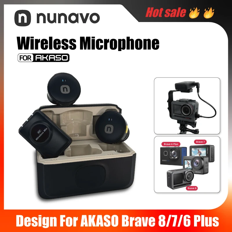 wireless microphone mic cycling motorcycle mic for AKASO Brave 7 /Brave 8/Brave 6 Plus Action Camera accessories hifi sound mic