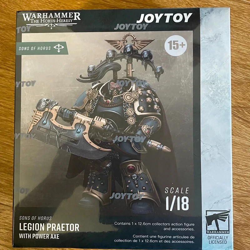 Joytoy warhammer 30k 1/18 figura de ação sons de horus legião praetor com machado de potência anime modelo militar brinquedos presente aniversário