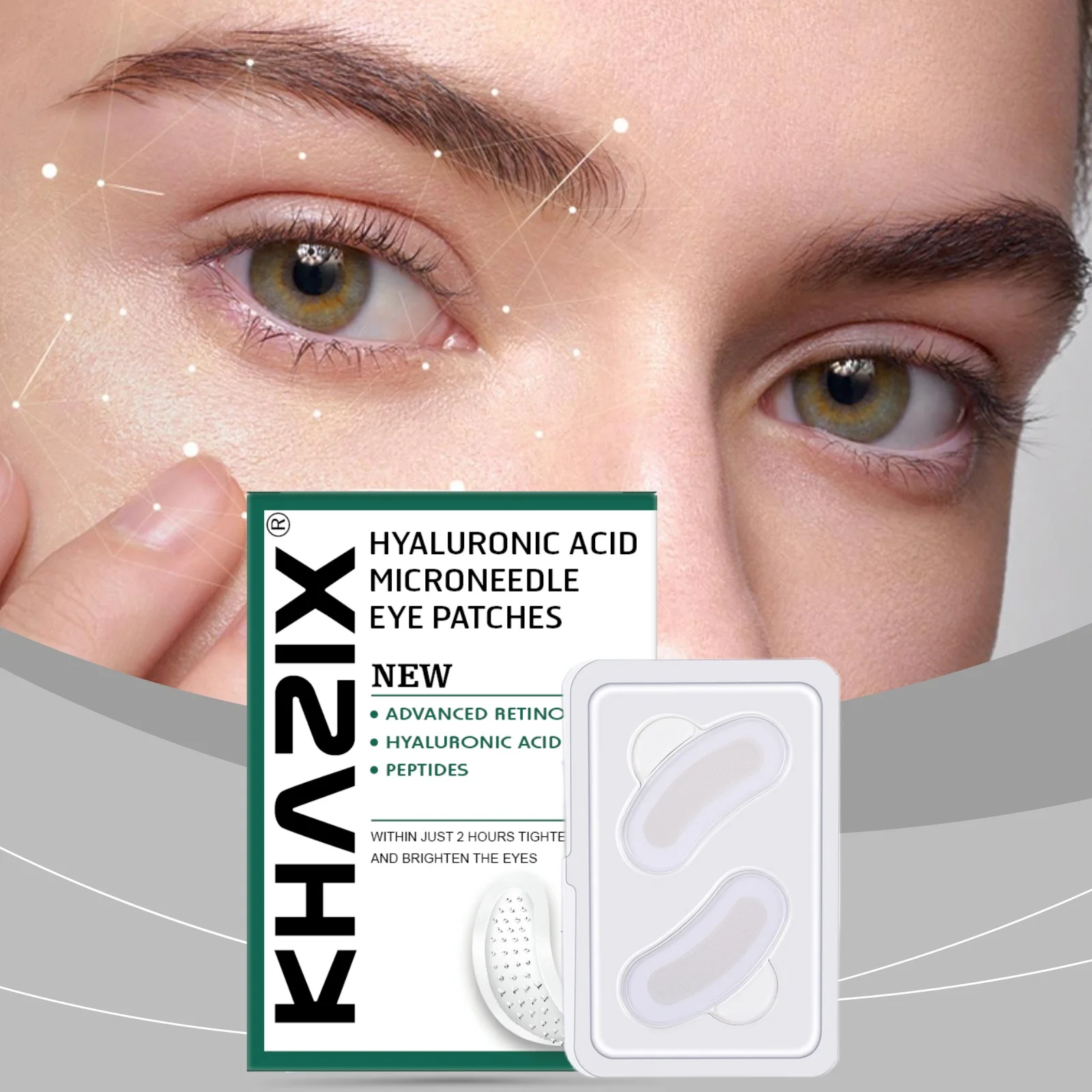 1 par de parches para ojos con microaguja de ácido hialurónico, parches de aguja dermoabrasión.