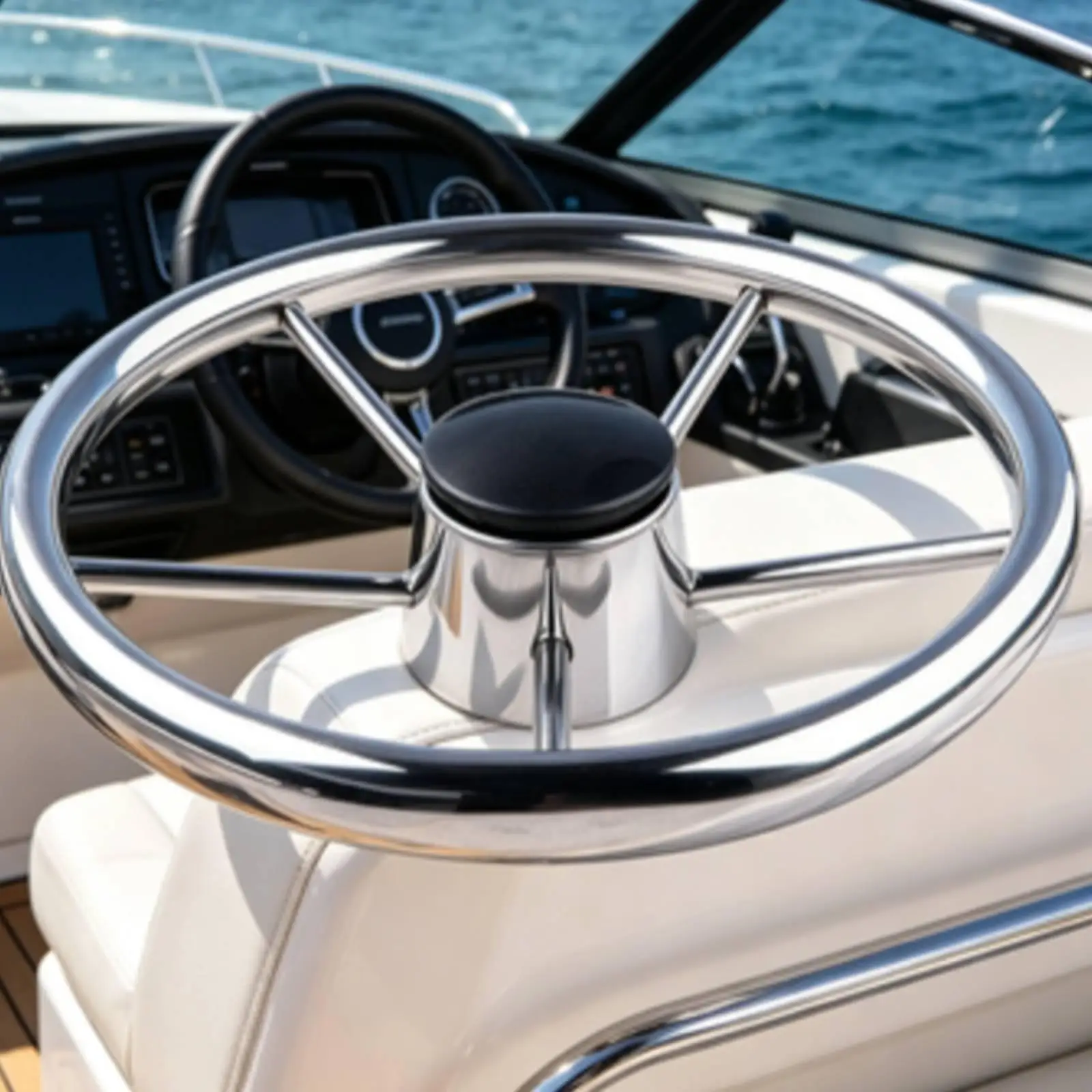 Five-Spoke Steering Wheel Chrome-Finished Boat Steering Wheel Polished for Helms