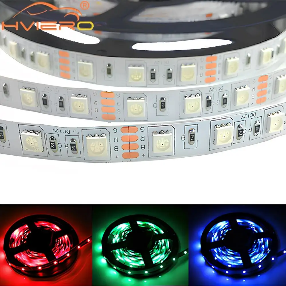 1Pcs 5M LED Light Strip RGB SMD 5050 Non-Waterproof DC 12V Flexible Lamp Tape Diode for Bedroom TV Background Lighting Led Neon