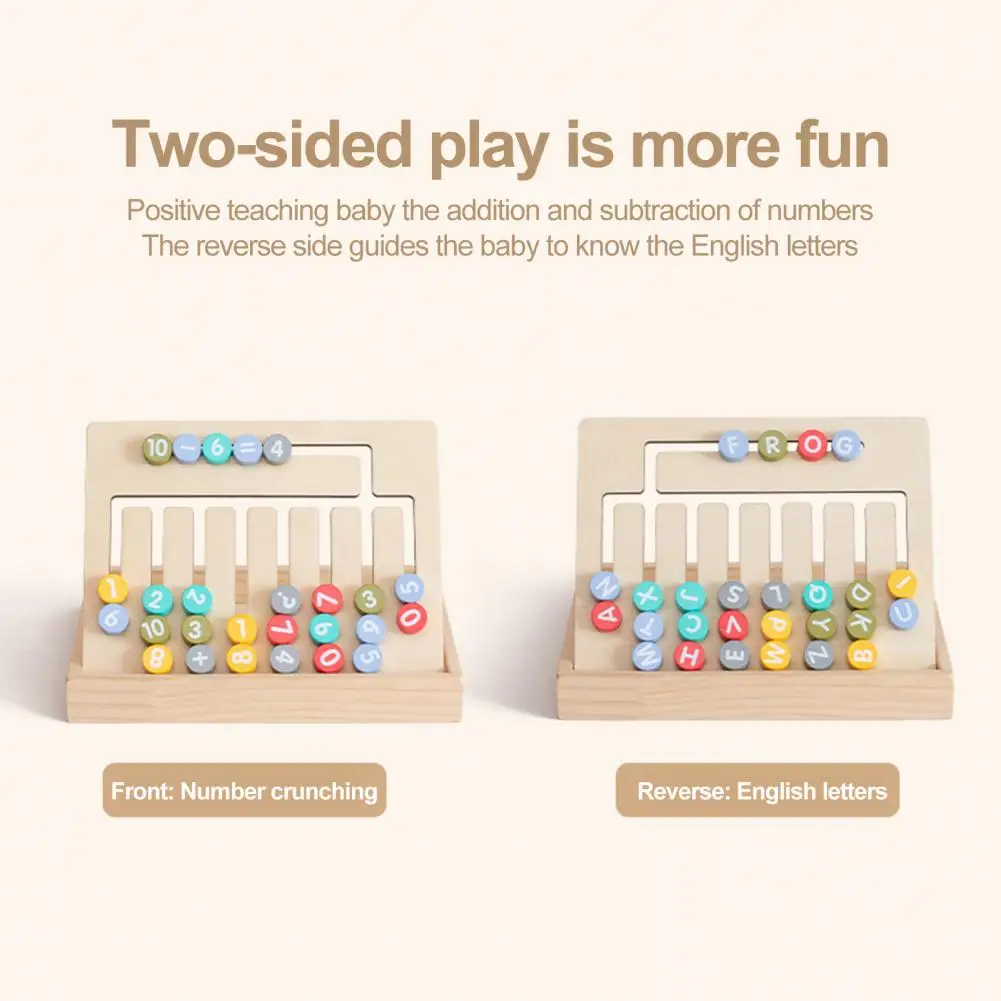 

Double-sided Wooden Board Toy Math Learning Toy for Kids Wooden Board Toy with Words Question Cards Sand Clock for Preschool