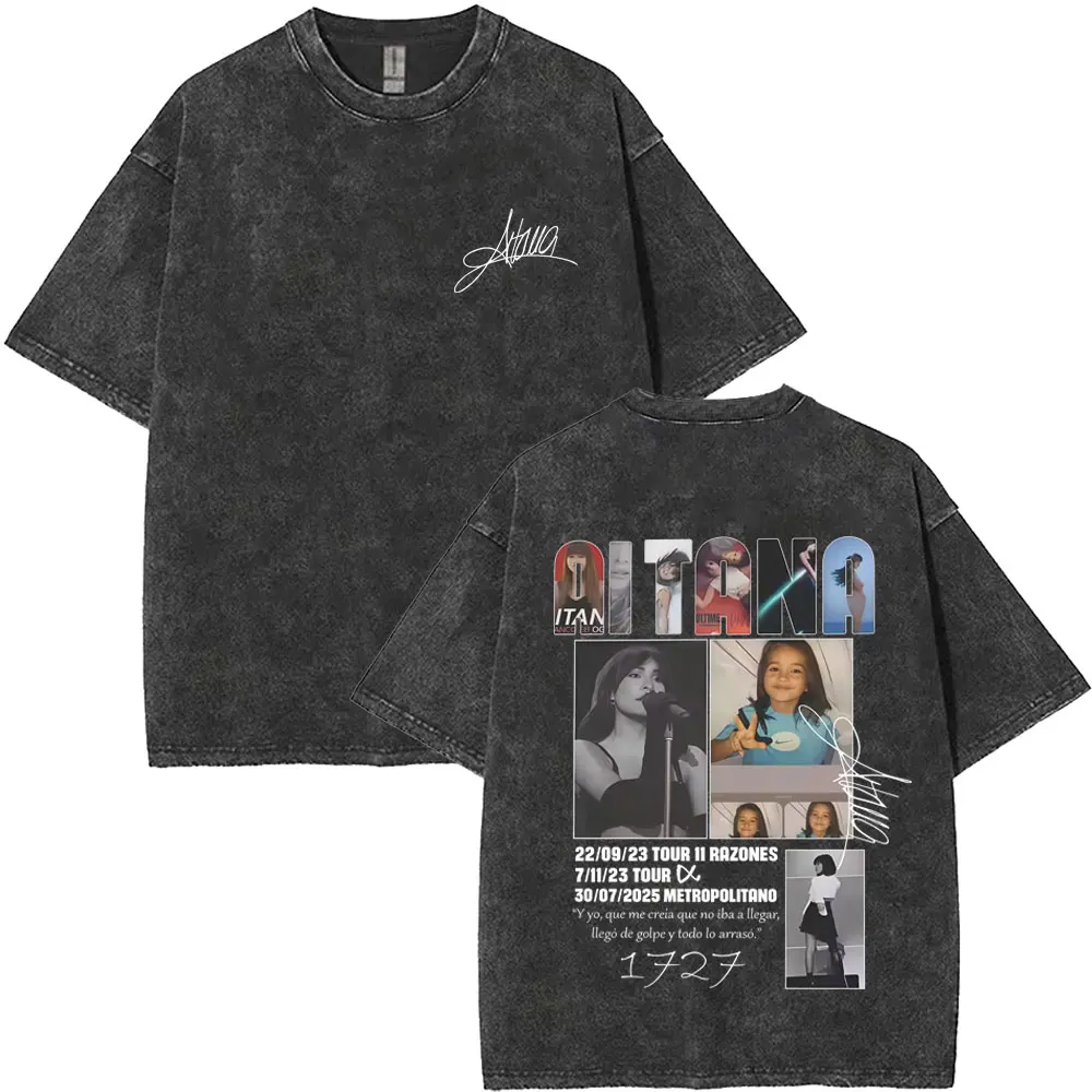

Washed Vintage Singer Aitana Album Logo Graphic T-shirts CUARTO AZUL Tour T-shirt Men Women Fashion Oversized Cotton T Shirts